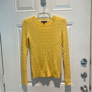 Gap Yellow Cable Knit Long Sleeve Sweater Size XS Rabbit Hair Sunny Casual